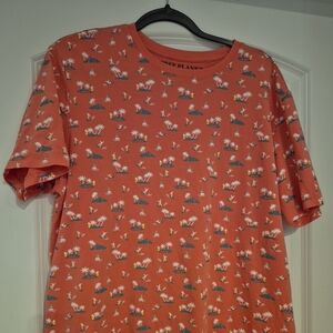 Free Planet Men Large Pink Surfer Paradise Tropical Summer T-Shirt